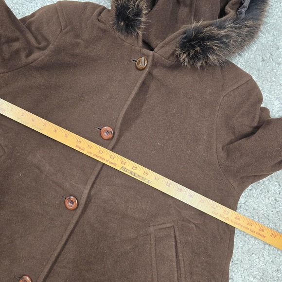 Vintage Utex Jacket Womens 10 Brown Button Up Wool Cashmere Removable Fur Earthy - Picture 10 of 14